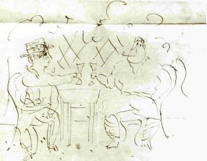 1915 Picasso brindando con Apollinaire